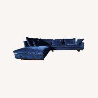 West Elm Harmony Blue Velvet 2 Piece Sectional