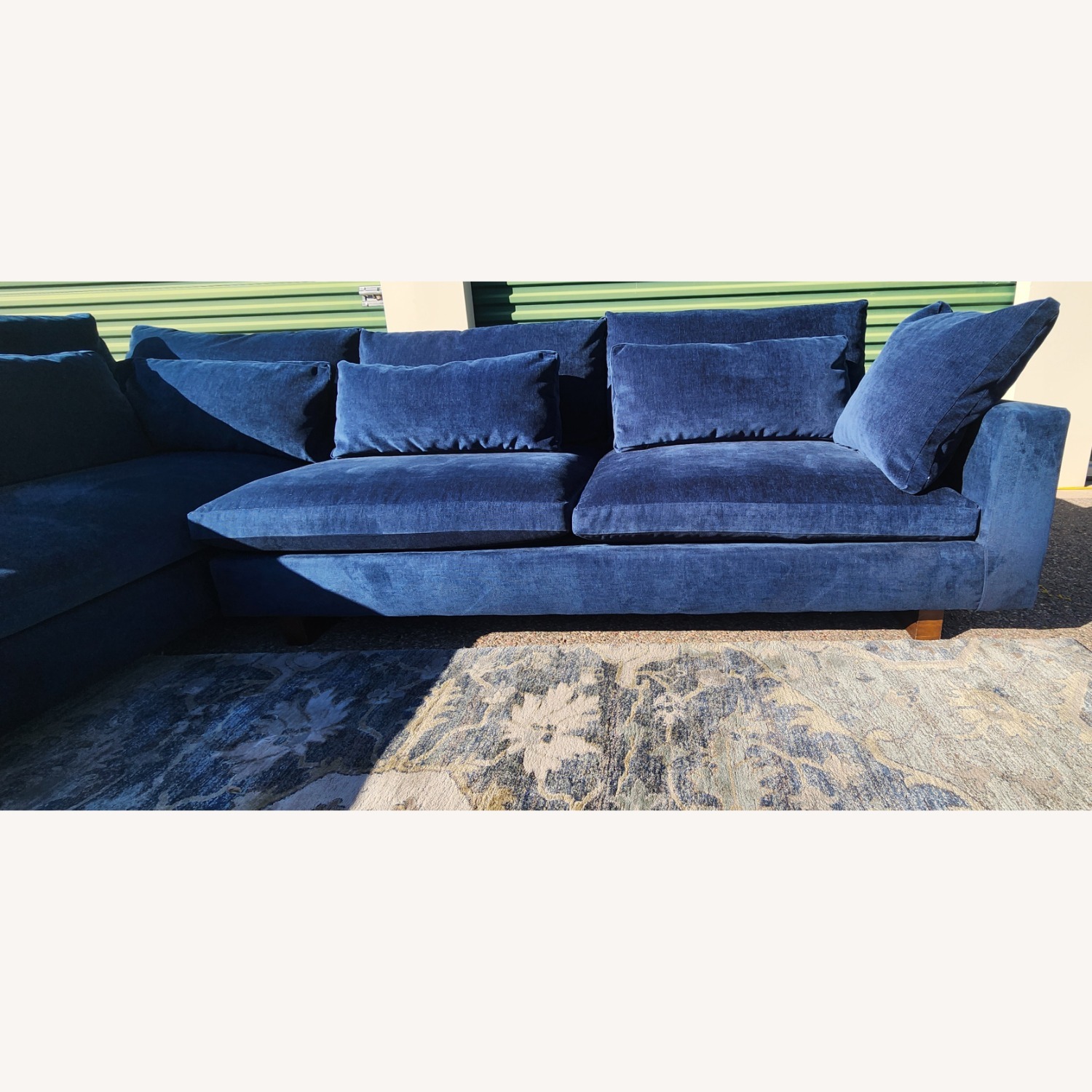 West Elm Harmony Blue Velvet 2 Piece Sectional - image-12