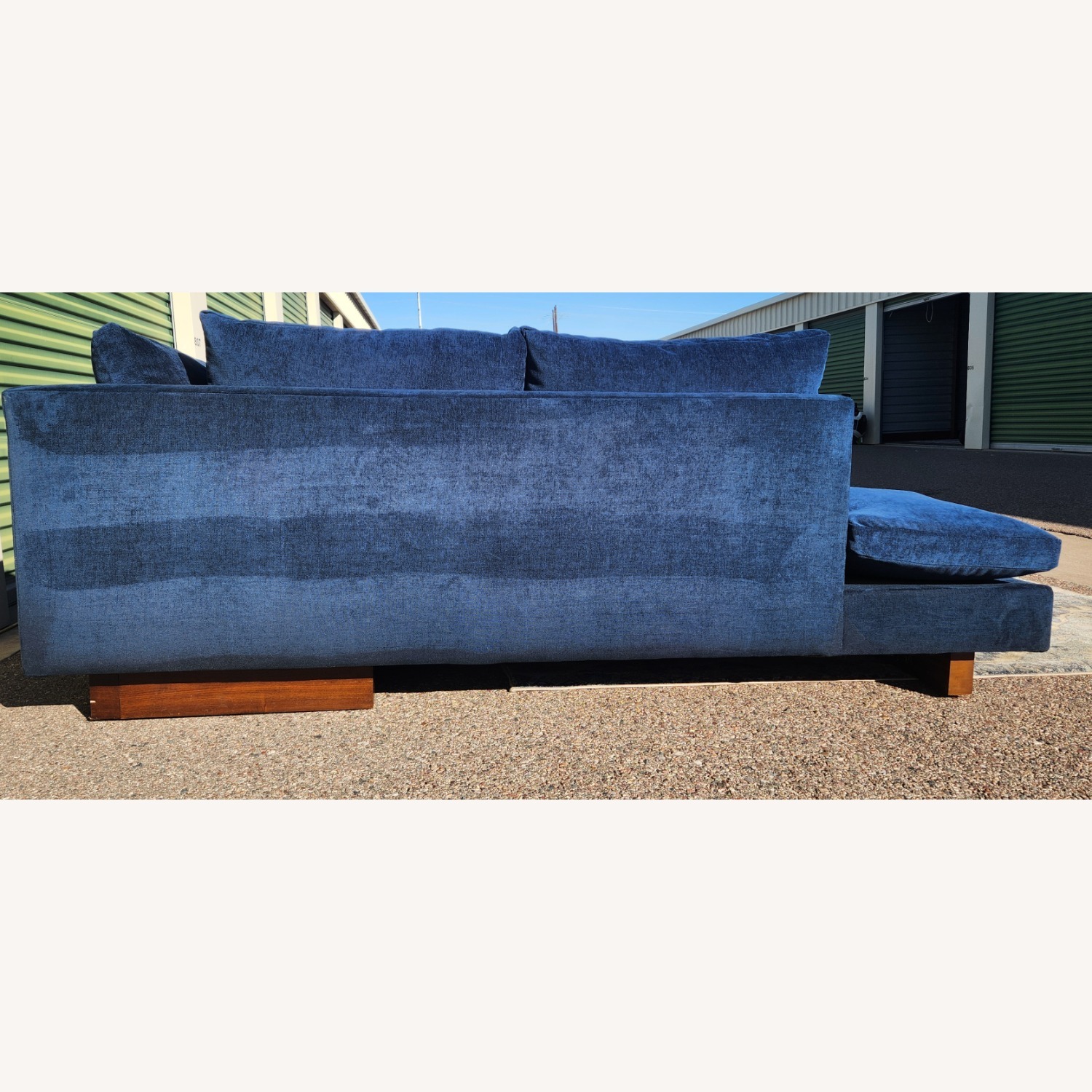 West Elm Harmony Blue Velvet 2 Piece Sectional - image-9