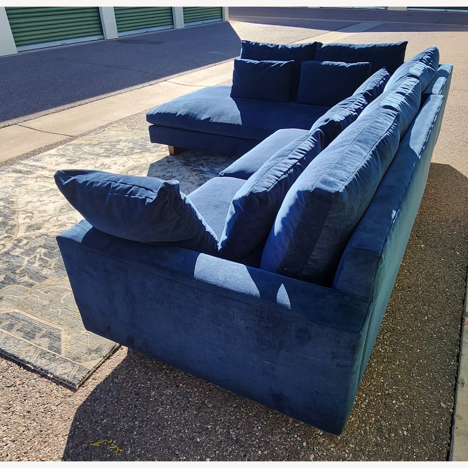 West Elm Harmony Blue Velvet 2 Piece Sectional - image-2