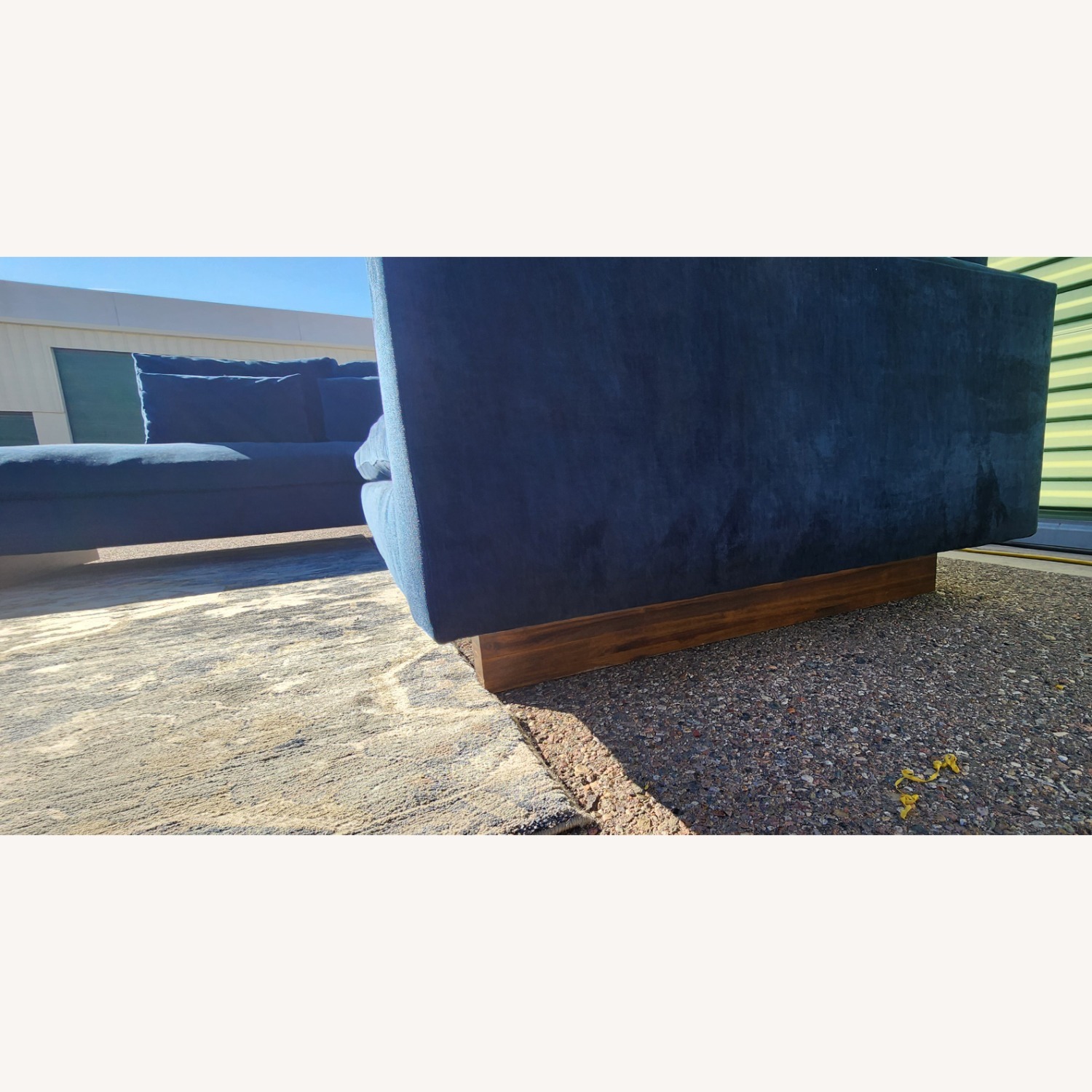 West Elm Harmony Blue Velvet 2 Piece Sectional - image-10