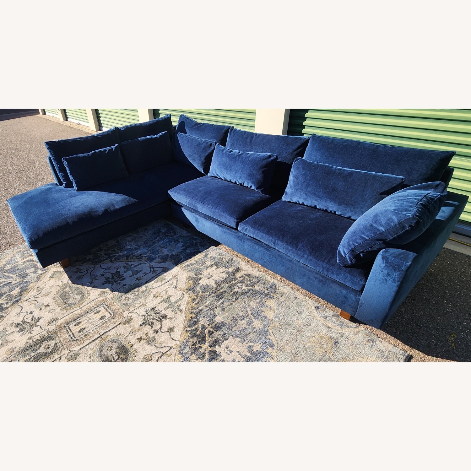 West Elm Harmony Blue Velvet 2 Piece Sectional - image-4