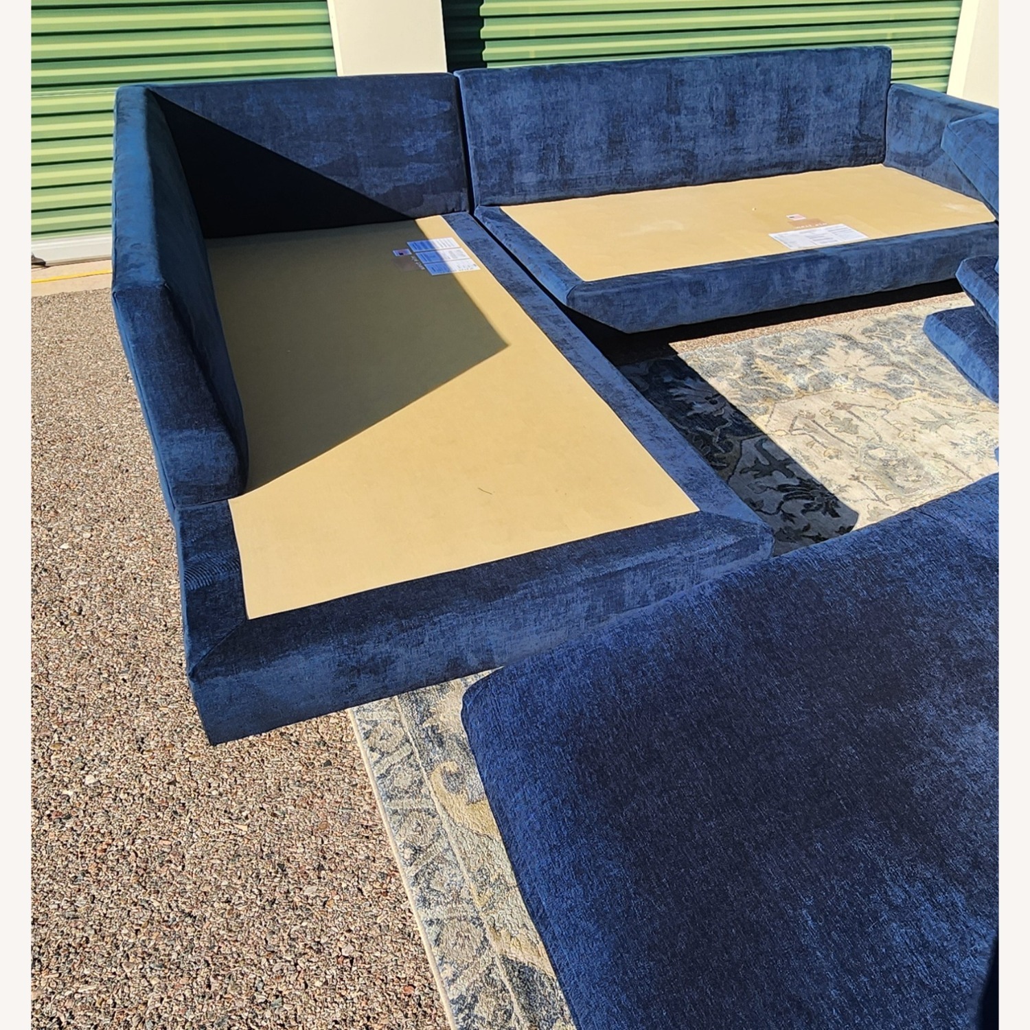 West Elm Harmony Blue Velvet 2 Piece Sectional - image-13