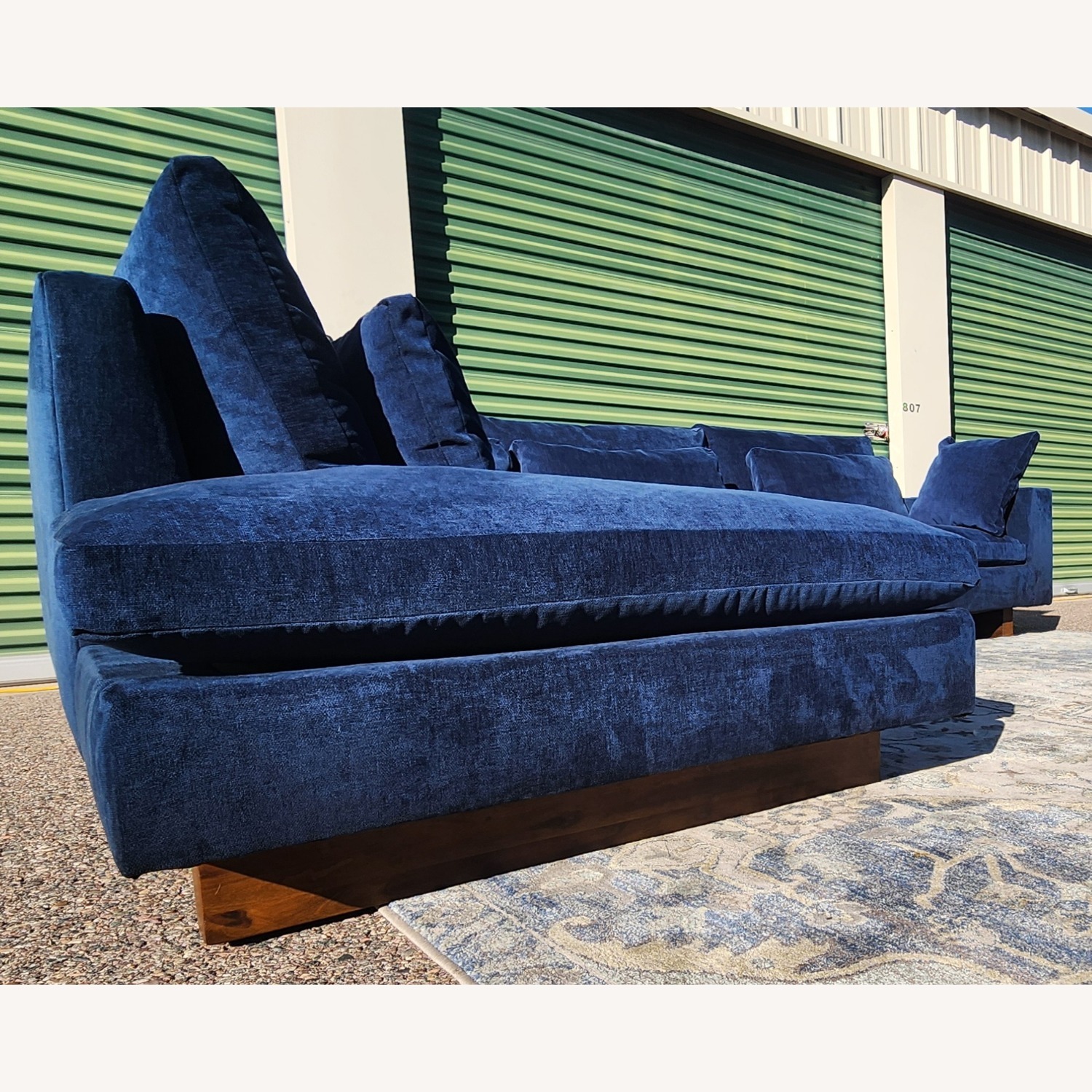 West Elm Harmony Blue Velvet 2 Piece Sectional - image-6