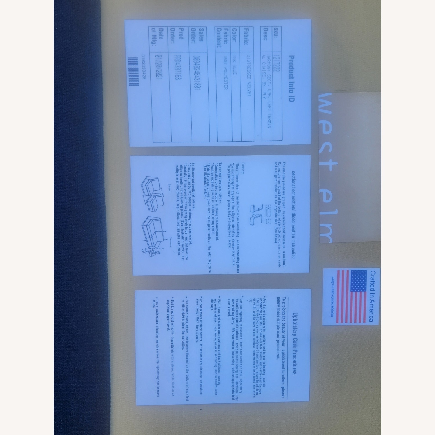 West Elm Harmony Blue Velvet 2 Piece Sectional - image-14