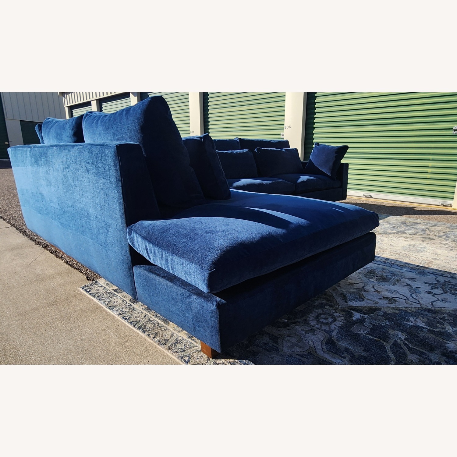 West Elm Harmony Blue Velvet 2 Piece Sectional - image-8