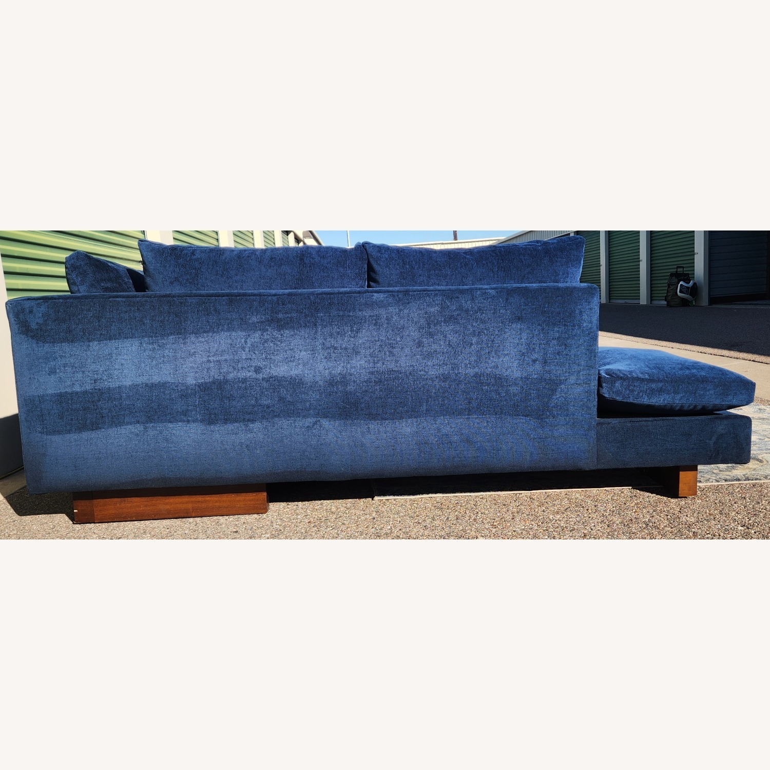 West Elm Harmony Blue Velvet 2 Piece Sectional - image-11