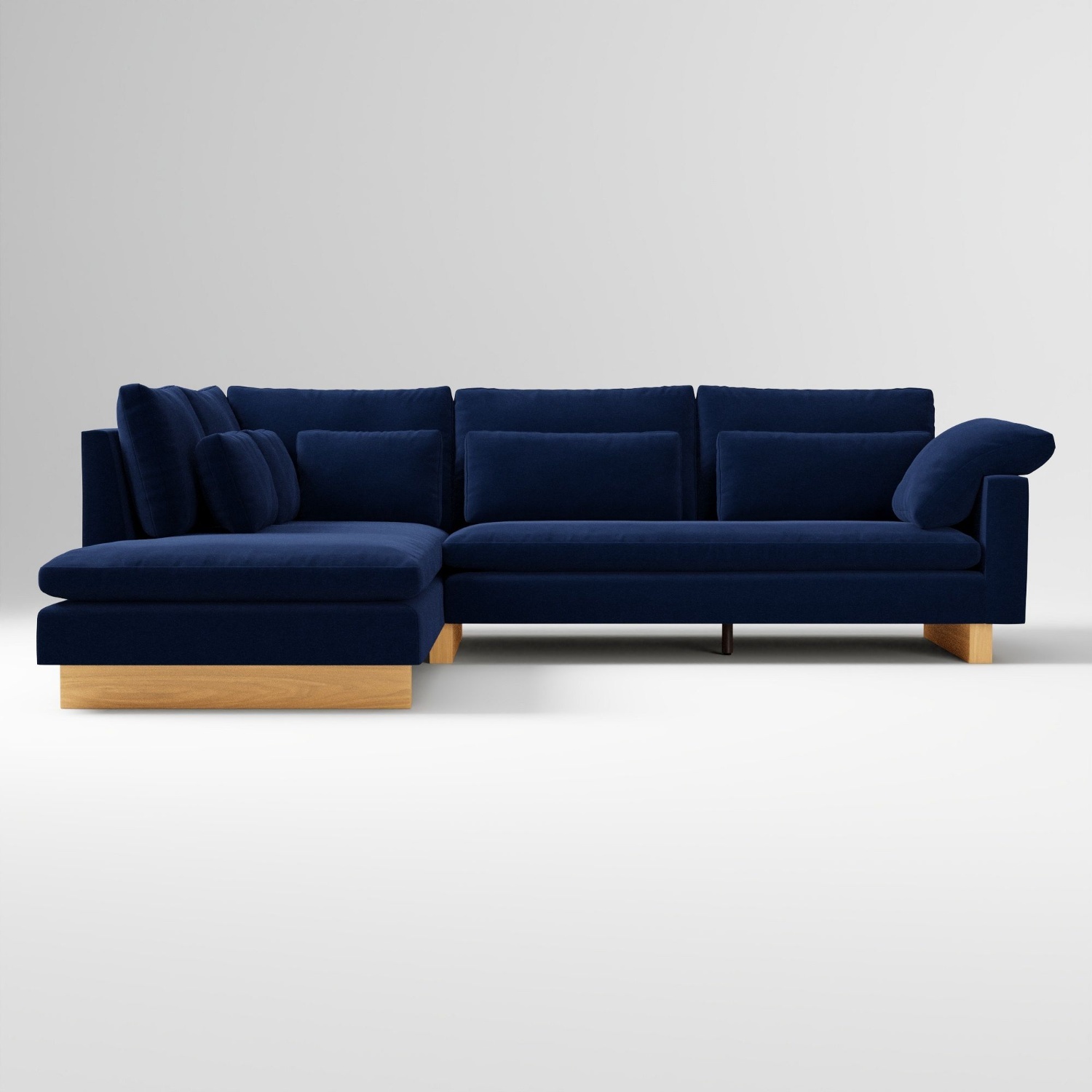 West Elm Harmony Blue Velvet 2 Piece Sectional - image-17