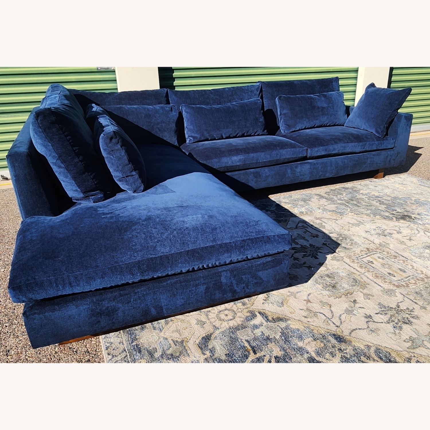 West Elm Harmony Blue Velvet 2 Piece Sectional - image-5