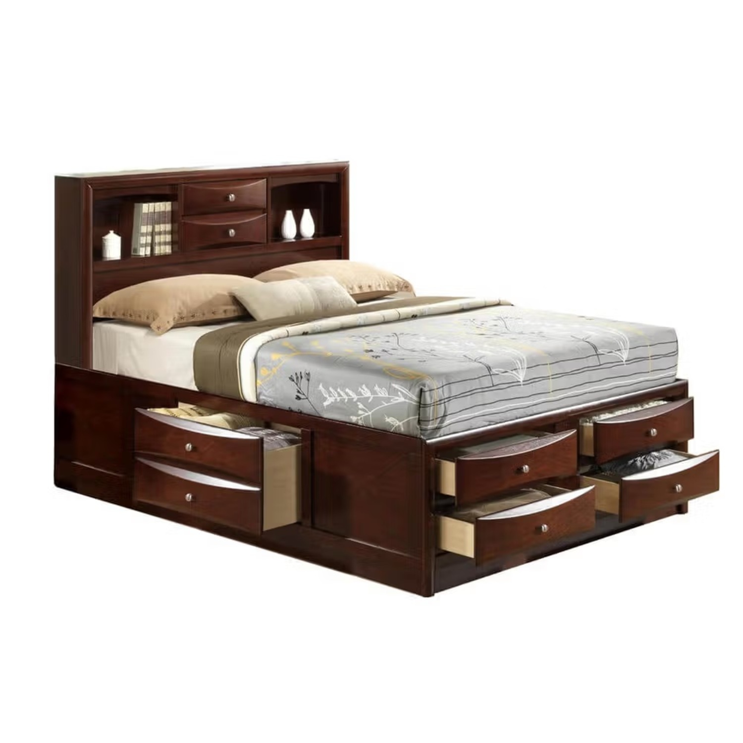 CrownMark Furniture Dark Brown Wood Queen Bed - image-10
