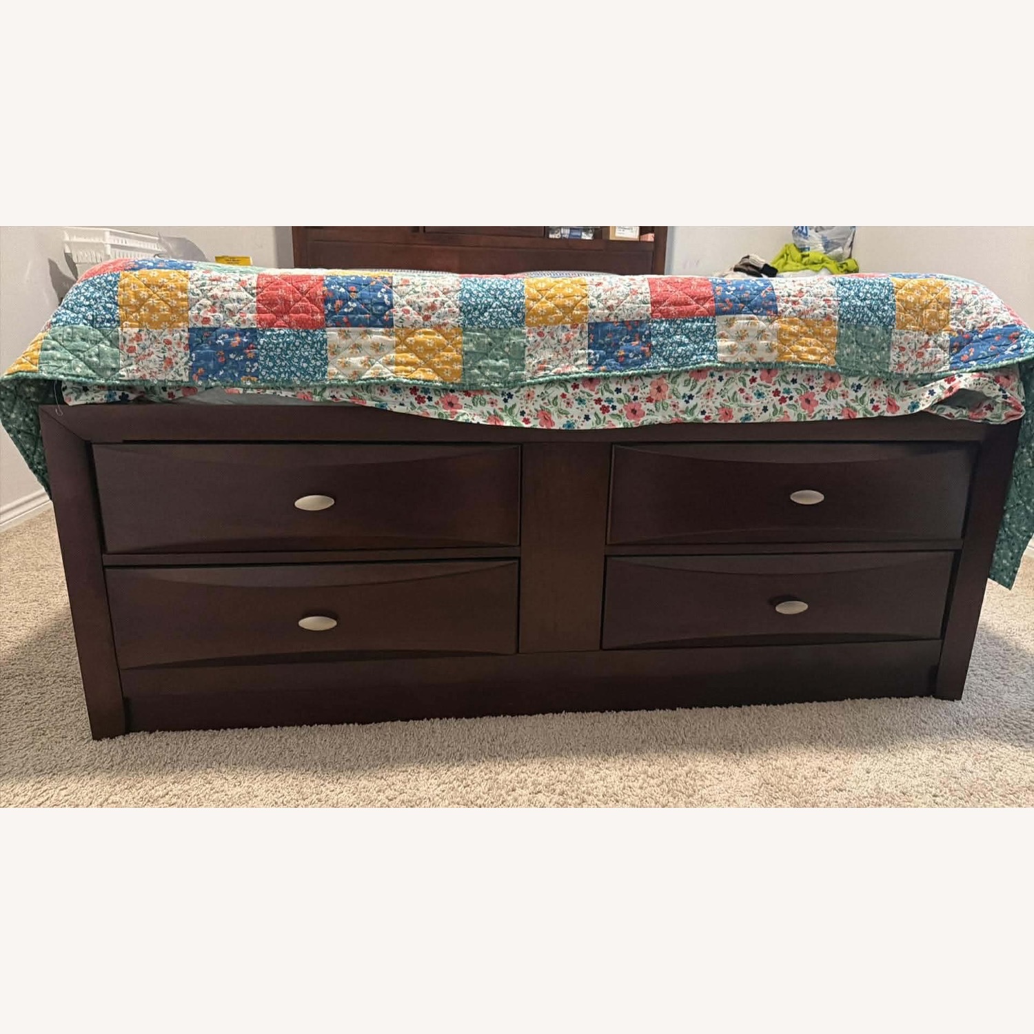 CrownMark Furniture Dark Brown Wood Queen Bed - image-1