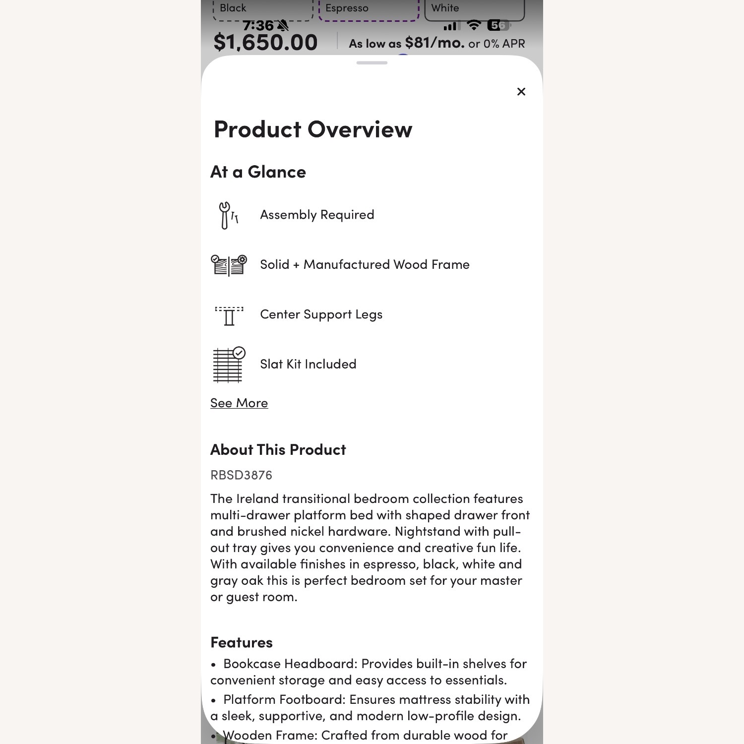 CrownMark Furniture Dark Brown Wood Queen Bed - image-5