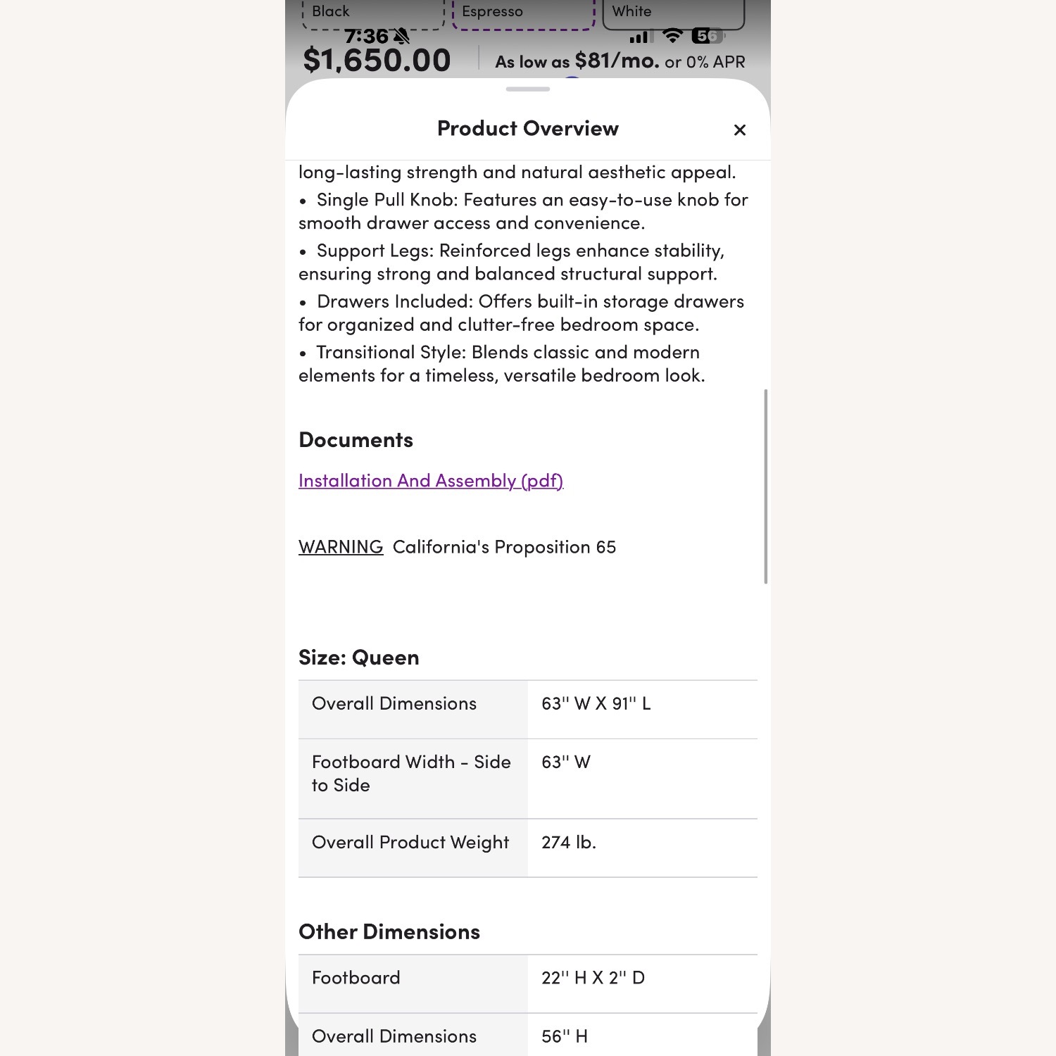 CrownMark Furniture Dark Brown Wood Queen Bed - image-6