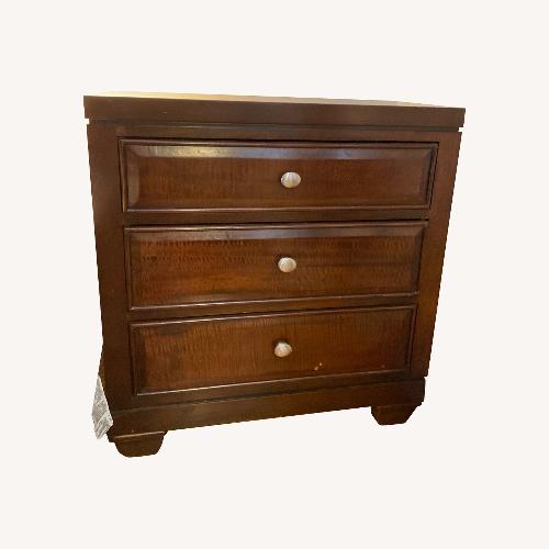 Used Raymour & Flanigan Dark Brown Wood Nightstands for sale on AptDeco