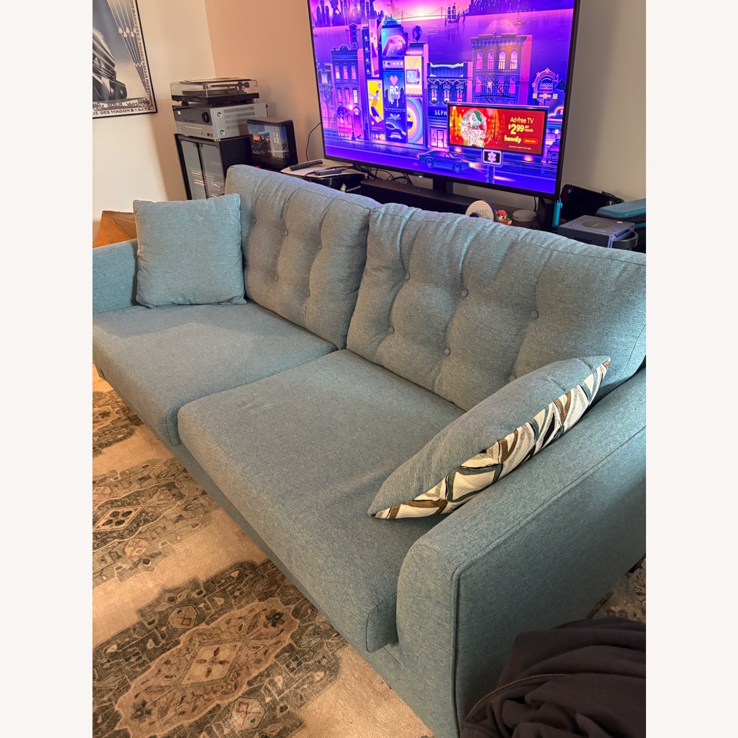 Raymour & Flanigan Wexler Blue Fabric 2 Seater Sofa - image-3