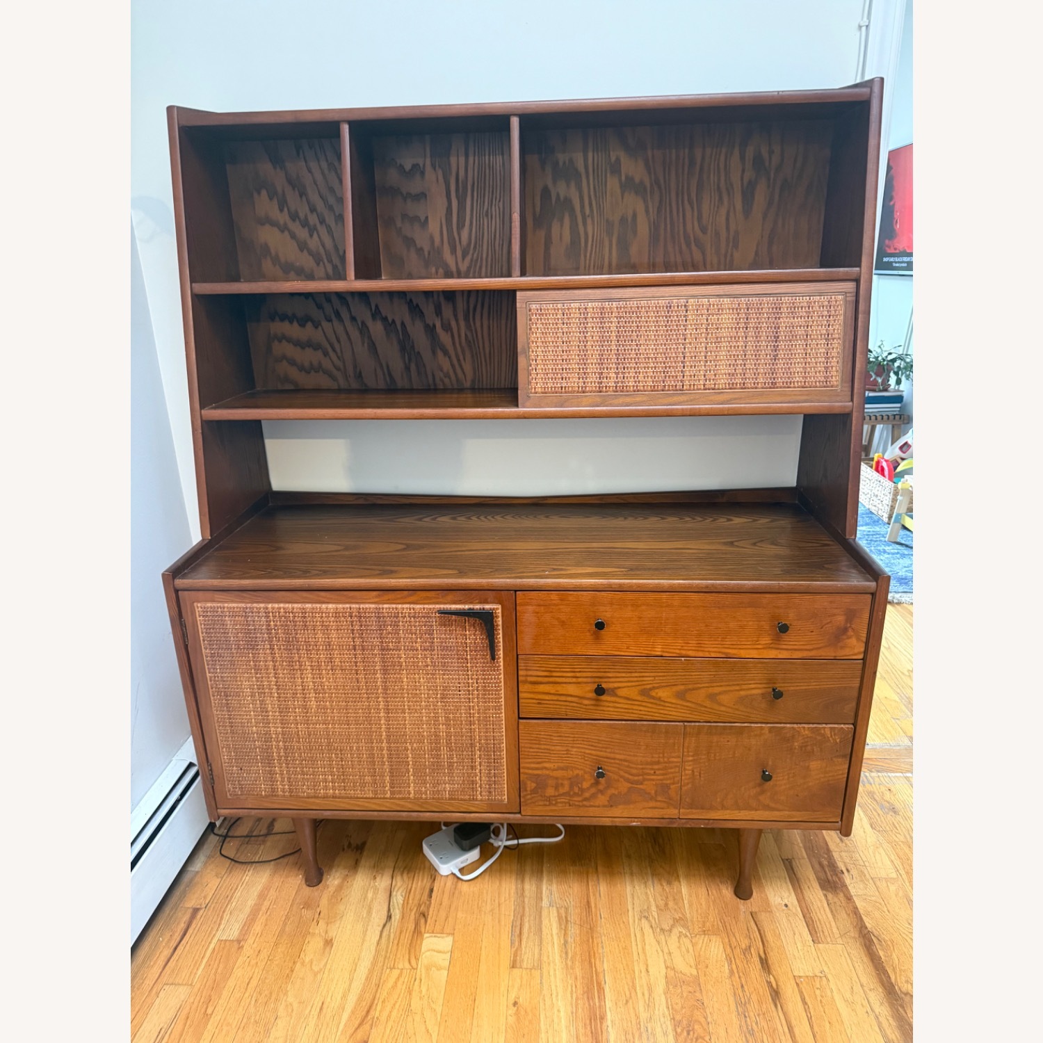 MCM Walnut & Cane Hutch - image-1