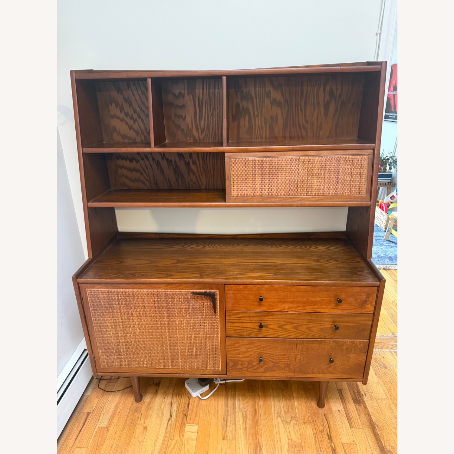 MCM Walnut & Cane Hutch - image-0