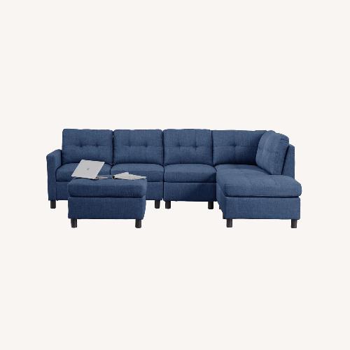 Used Wayfair Blue Fabric 2 Piece Sectional for sale on AptDeco