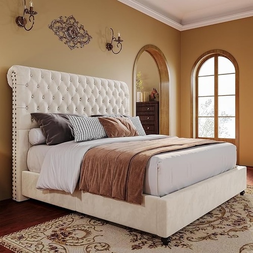 Used Cream King Bed for sale on AptDeco
