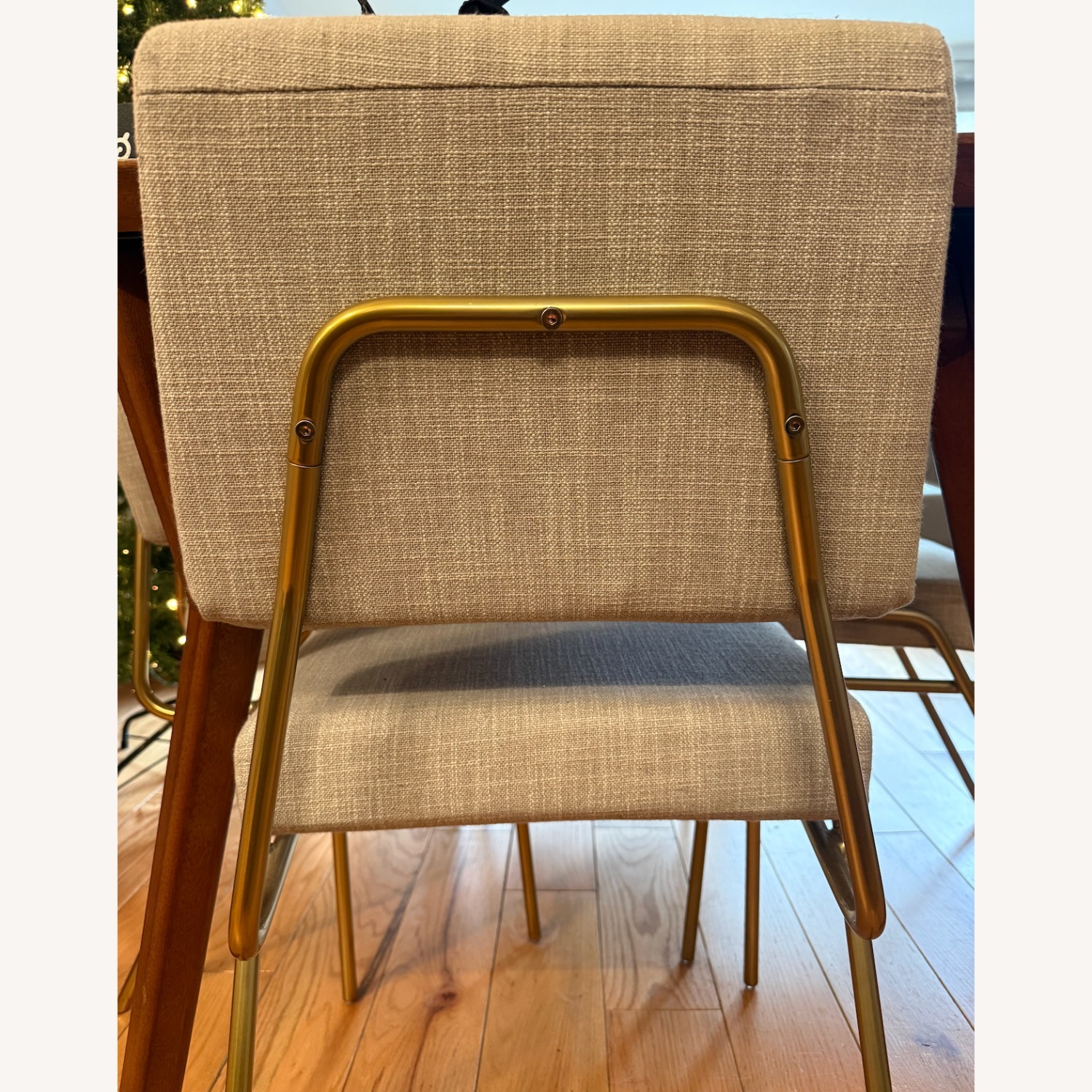 West Elm Wire Frame Light Gray Fabric Dining Chairs - image-3