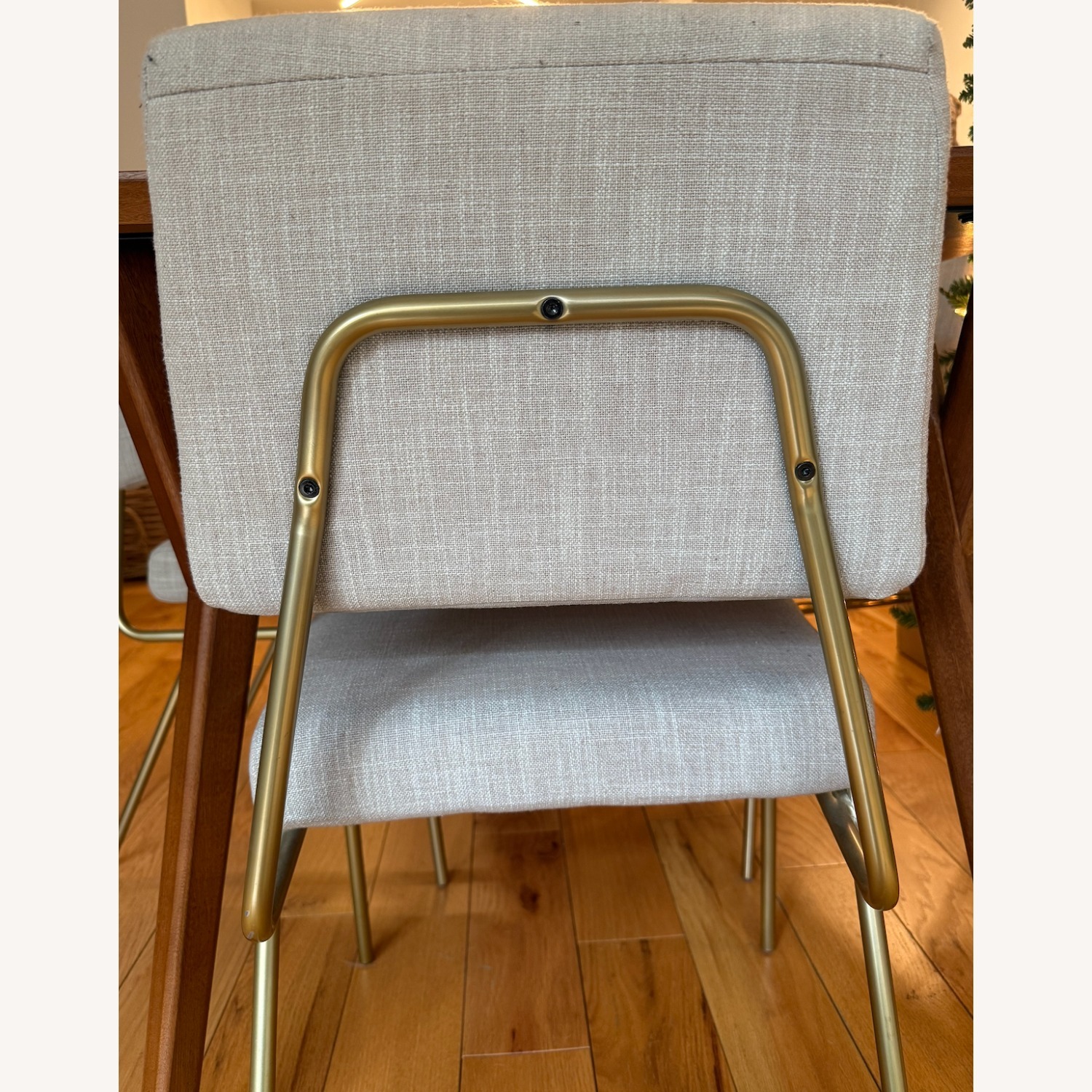 West Elm Wire Frame Light Gray Fabric Dining Chairs - image-4
