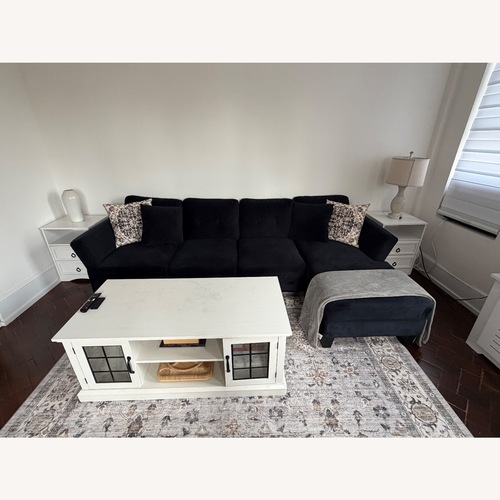 Used Black Velvet Convertible Sectional 4 Seat Sofa for sale on AptDeco