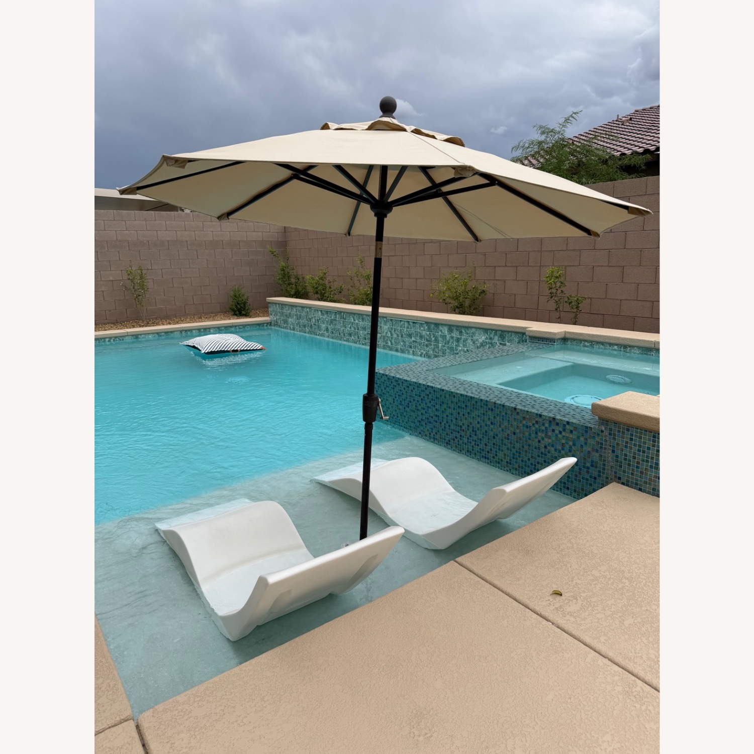 In-Pool Chaise Lounge Chairs, Set of 2, White - image-3