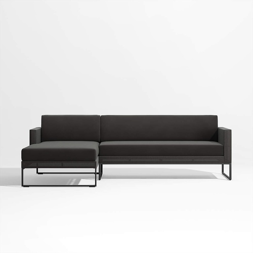 Used Crate & Barrel Dune Black Sectional Sofa for sale on AptDeco