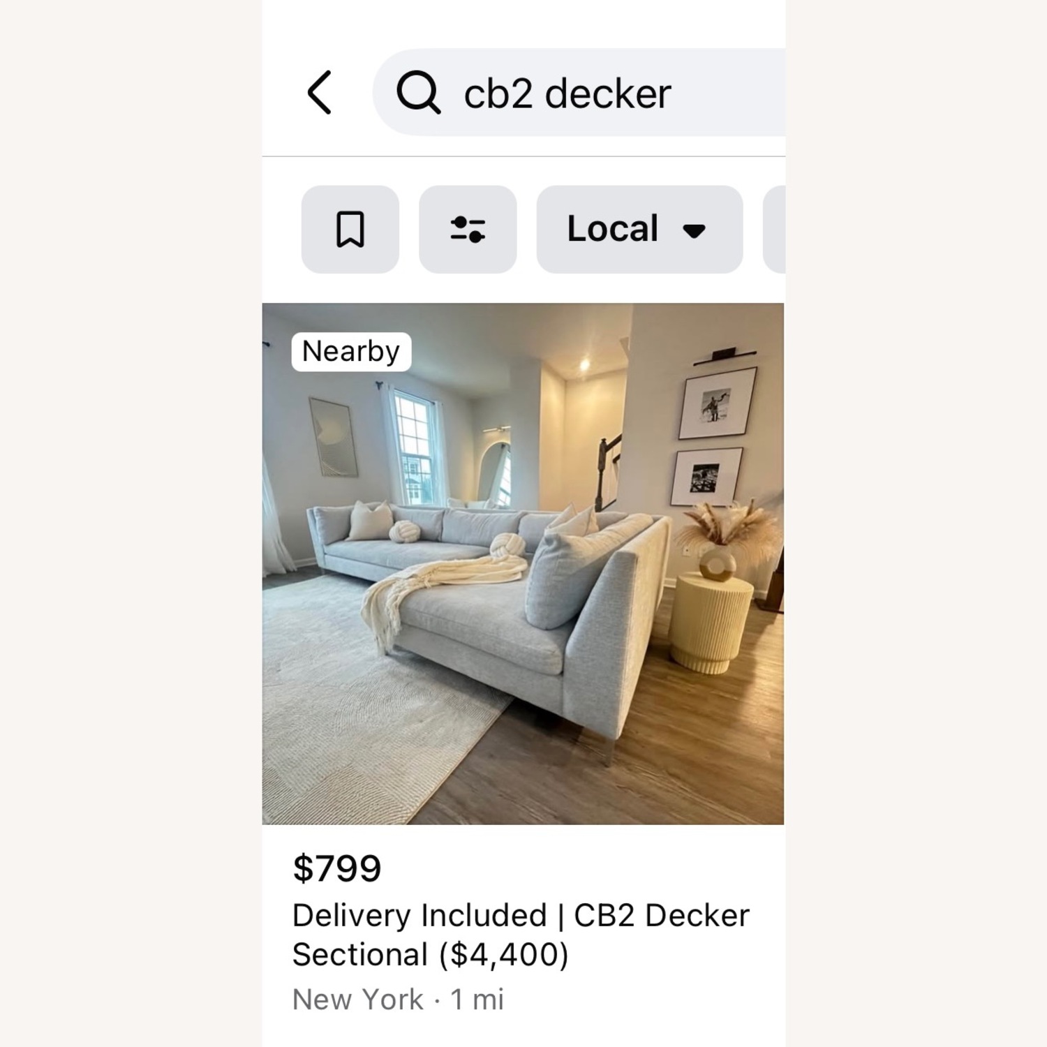 CB2 Decker Light Gray Fabric 2 Piece Sectional - image-10