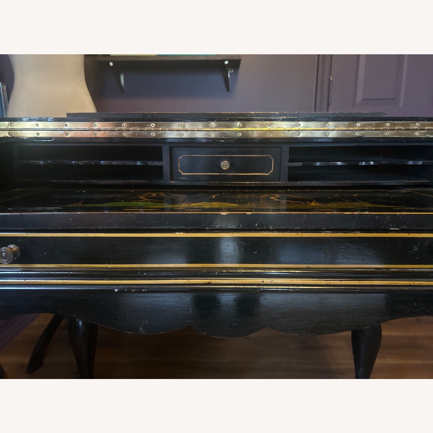 Oriental Antique Writing Desk With Chair - image-7