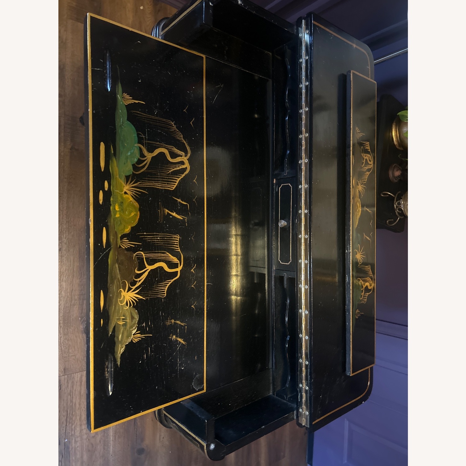 Oriental Antique Writing Desk With Chair - image-9