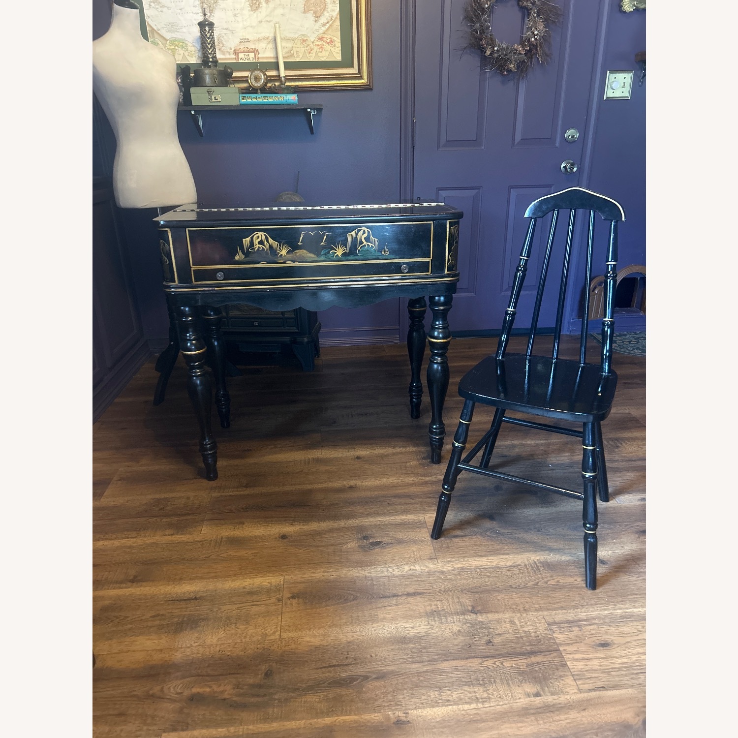 Oriental Antique Writing Desk With Chair - image-0