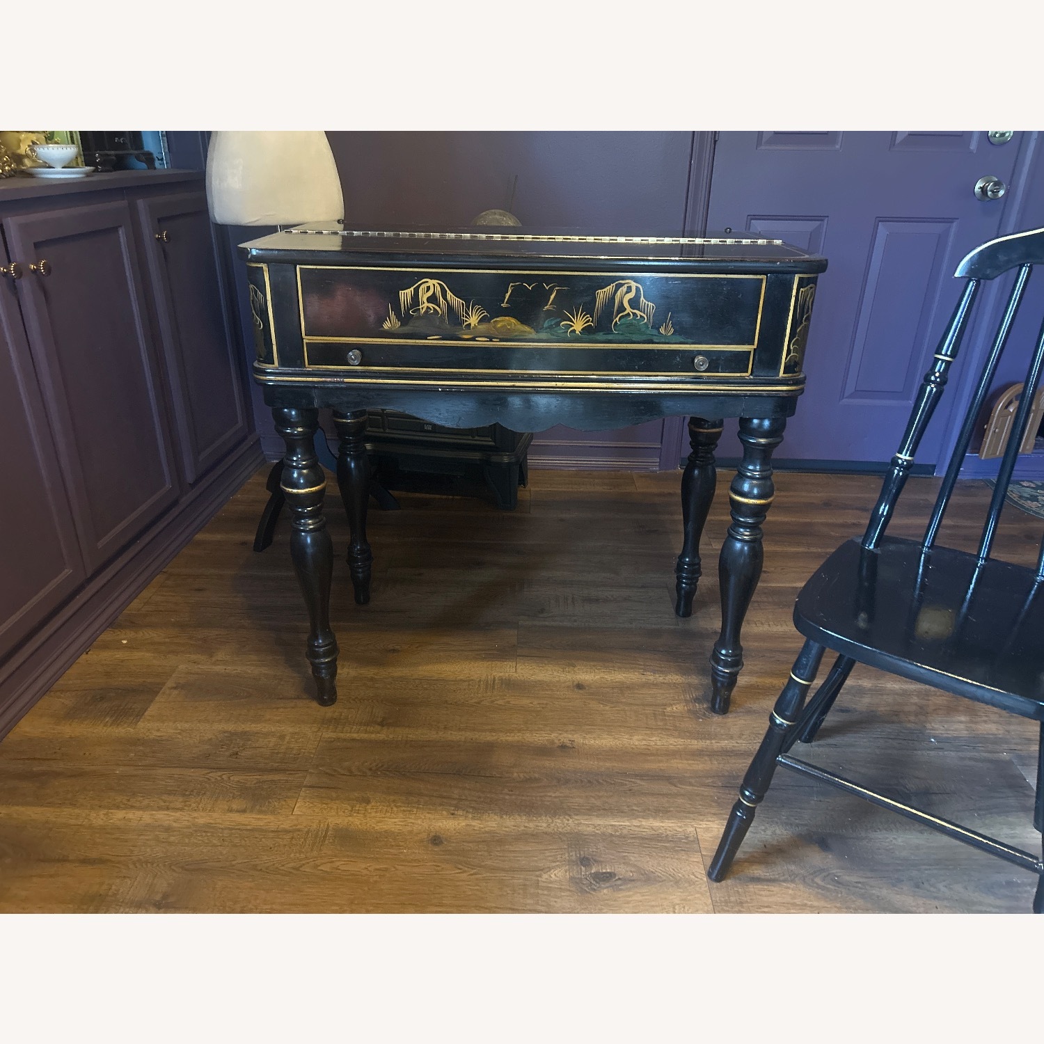 Oriental Antique Writing Desk With Chair - image-1