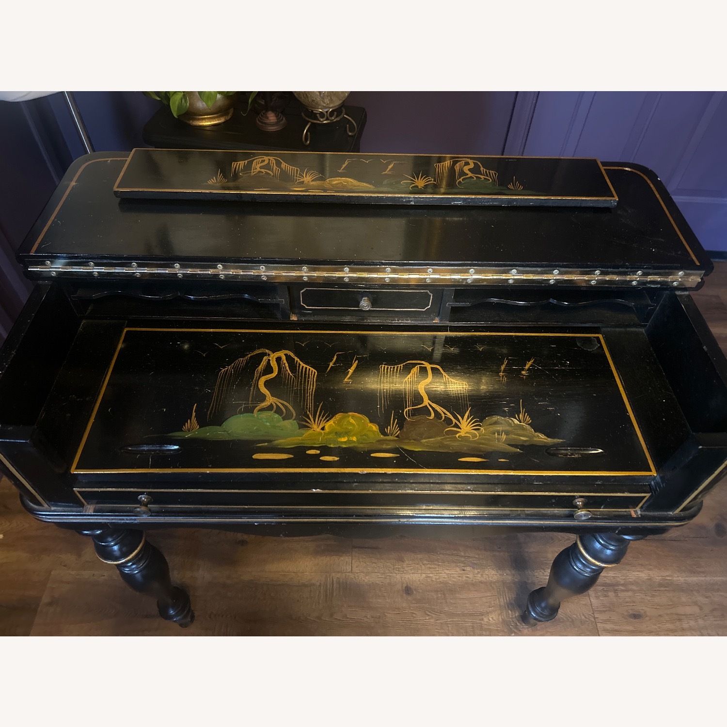 Oriental Antique Writing Desk With Chair - image-5