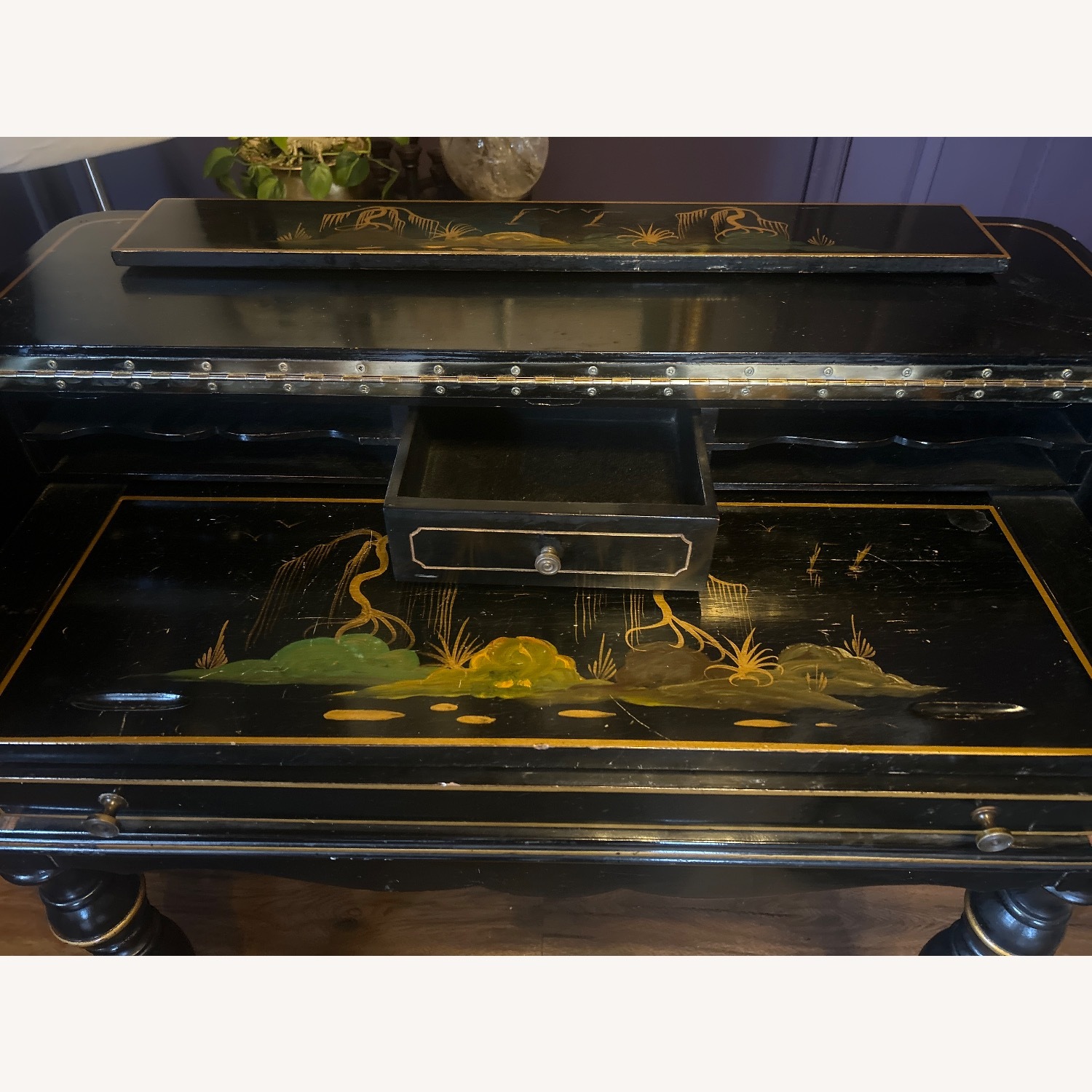 Oriental Antique Writing Desk With Chair - image-6