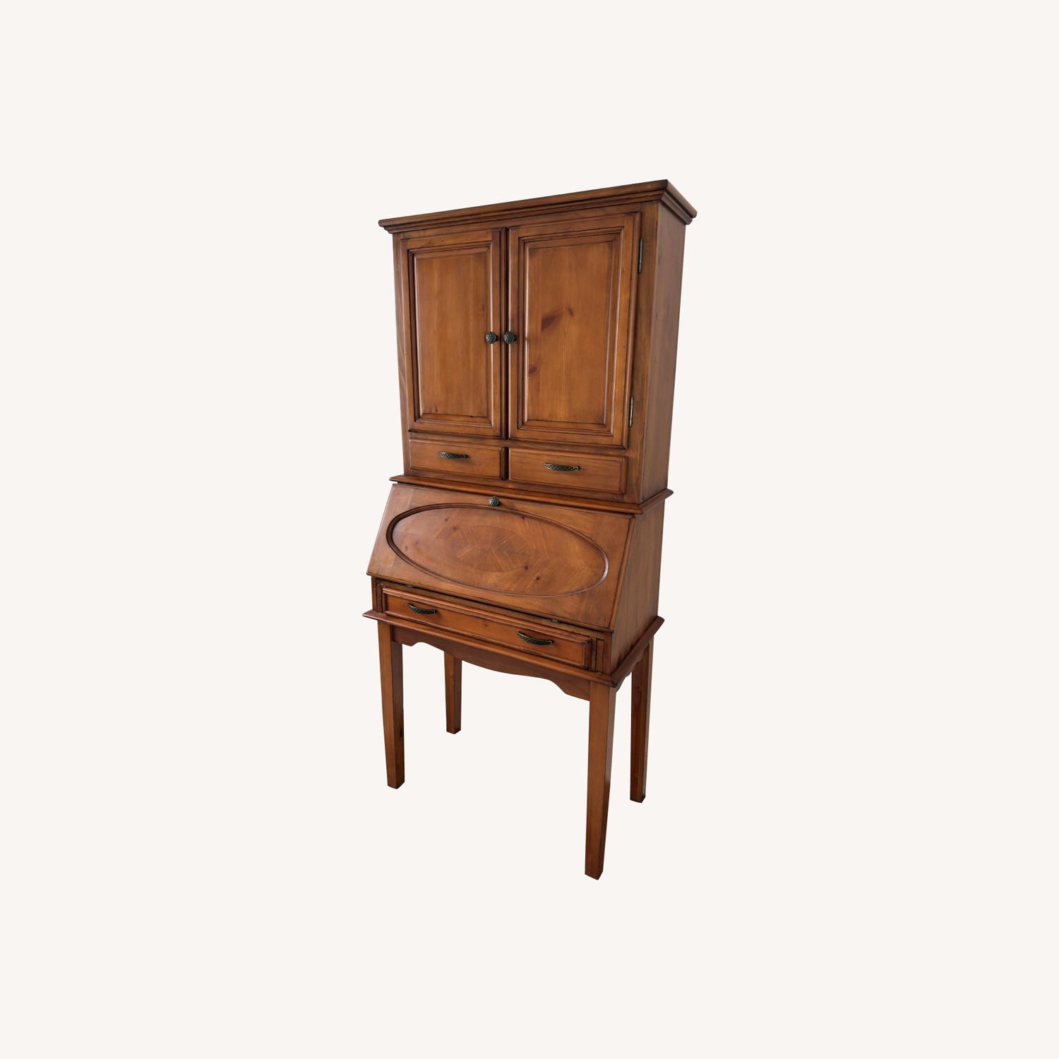Wood Secretary Desk with Hutch - image-0