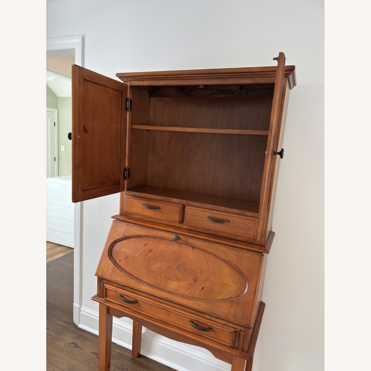 Wood Secretary Desk with Hutch - image-2