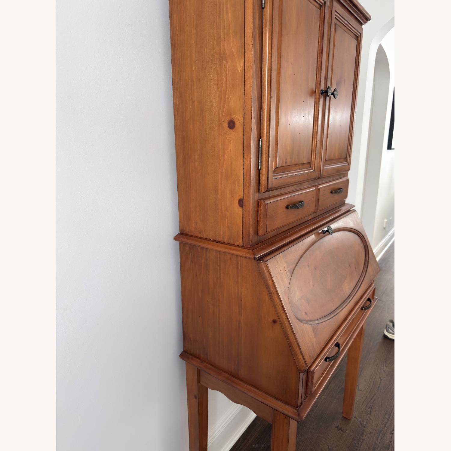 Wood Secretary Desk with Hutch - image-1