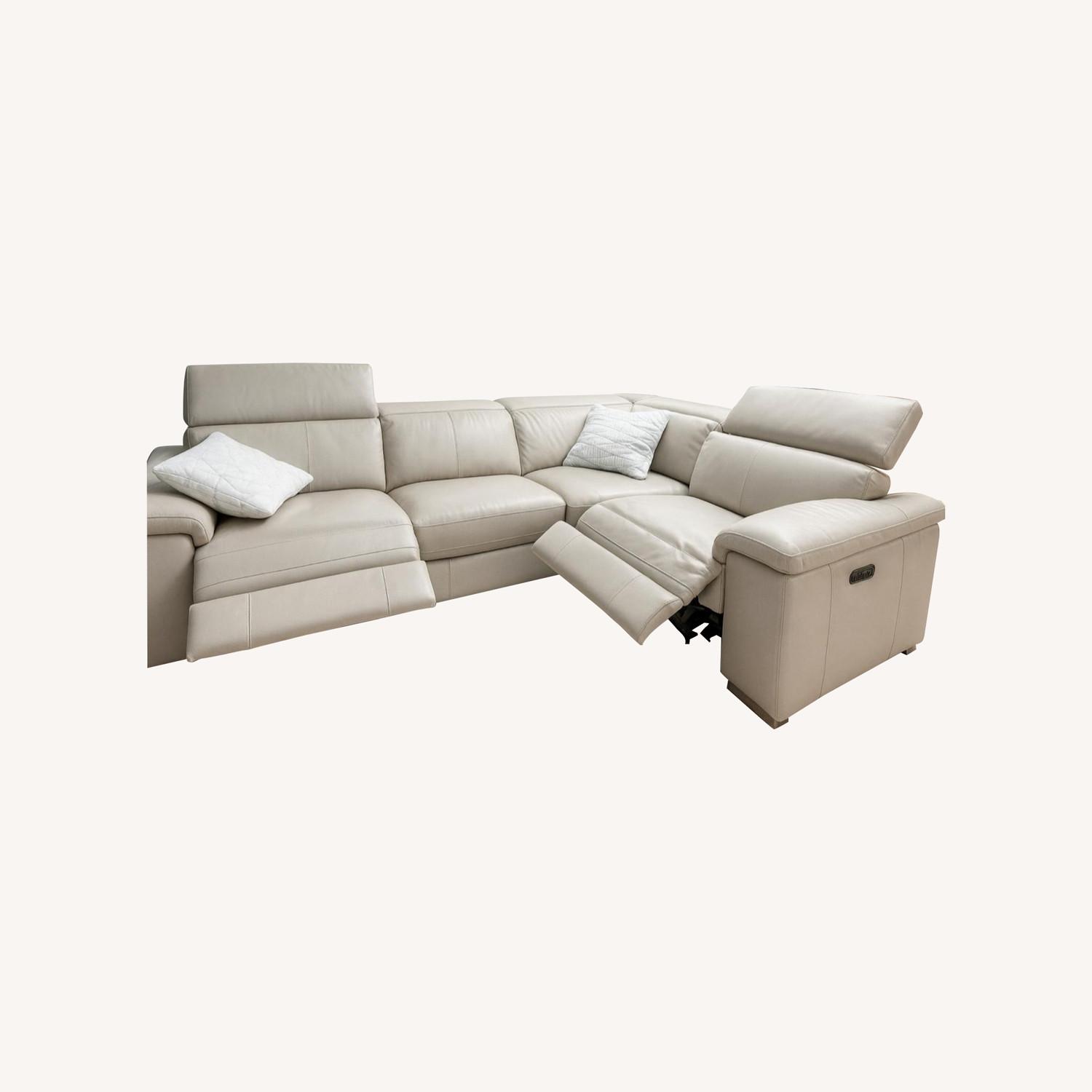 Natural Leather 2 Piece Sectional - image-0