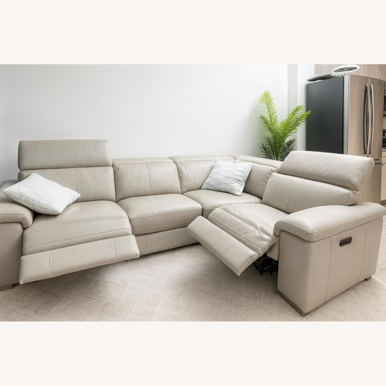Natural Leather 2 Piece Sectional - image-1