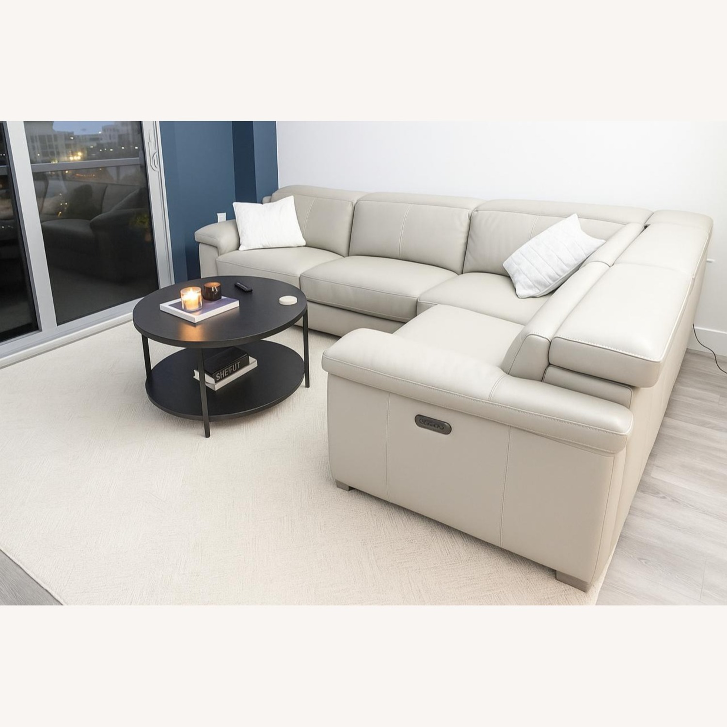 Natural Leather 2 Piece Sectional - image-0