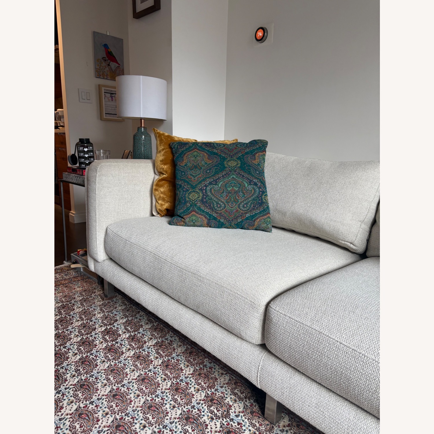 Room & Board Cade White Fabric 2 Seater Sofa - image-4