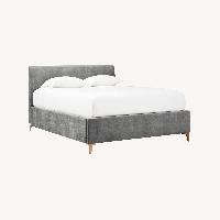 West Elm Andes Dark Gray Velvet Queen Bed