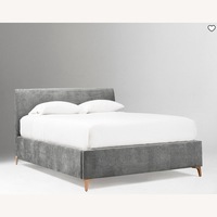 West Elm Andes Dark Gray Velvet Queen Bed