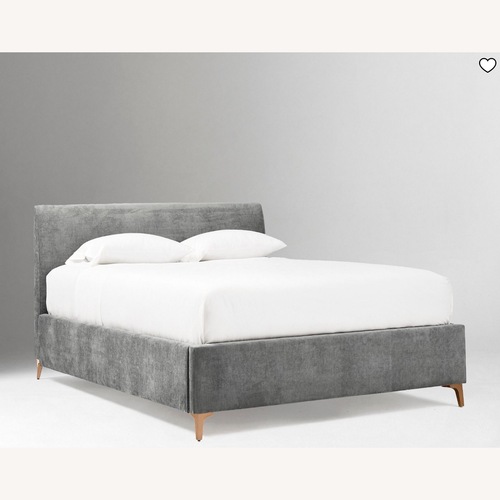 Used West Elm Andes Dark Gray Velvet Queen Bed for sale on AptDeco