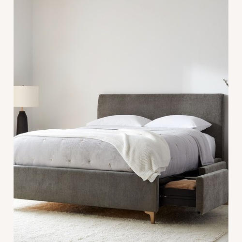 Used West Elm Andes Dark Gray Velvet Queen Bed for sale on AptDeco
