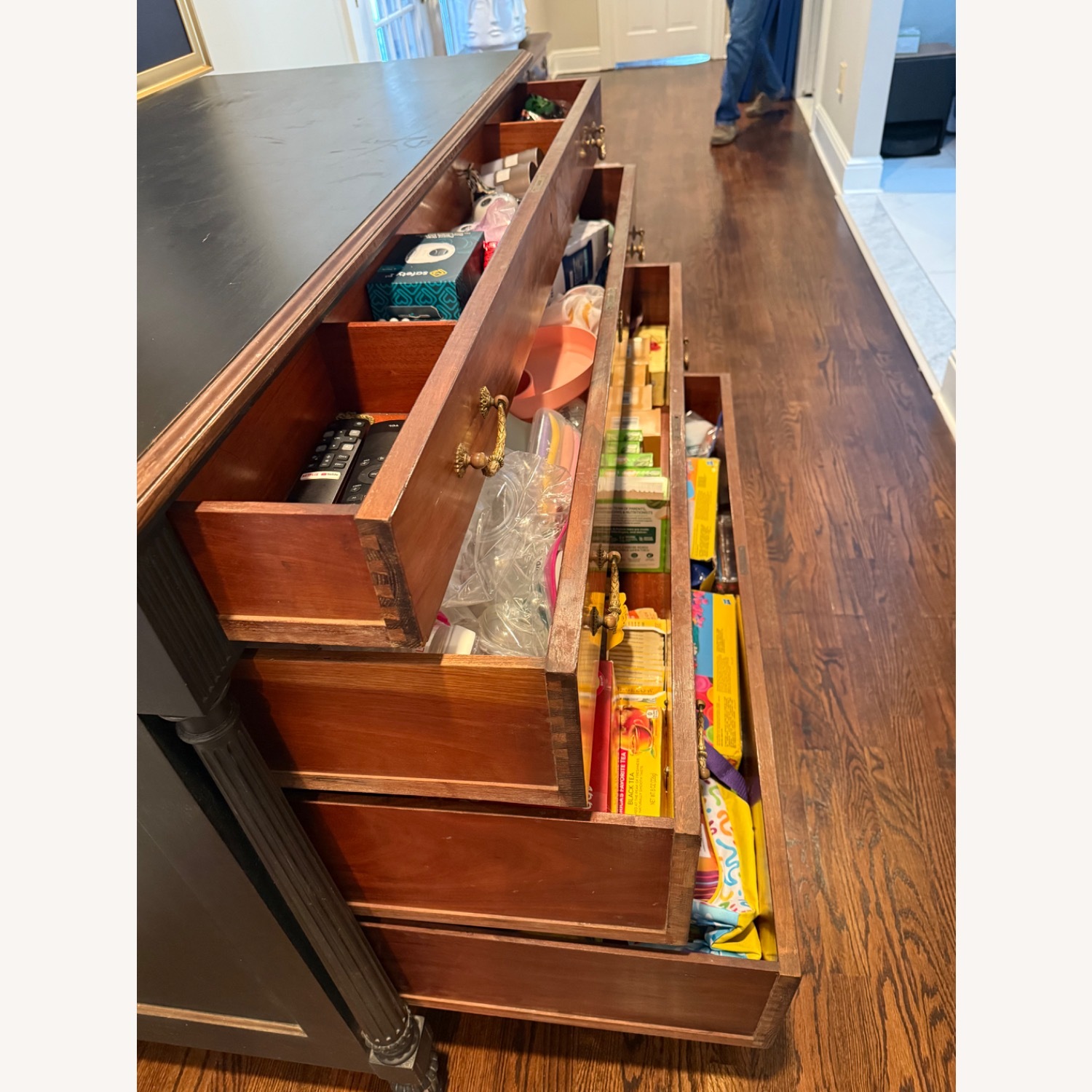 Vintage/Antique Dark Brown Wood Dresser - image-1