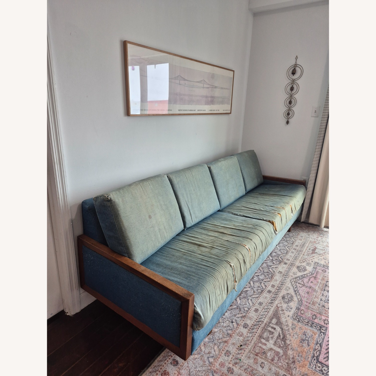 Vintage/Antique Finds Blue Wood 3+ Seater Sofa - image-0