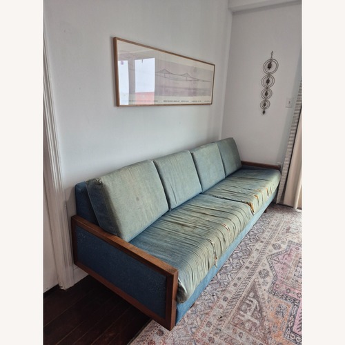 Used Vintage/Antique Finds Blue Wood 3+ Seater Sofa for sale on AptDeco