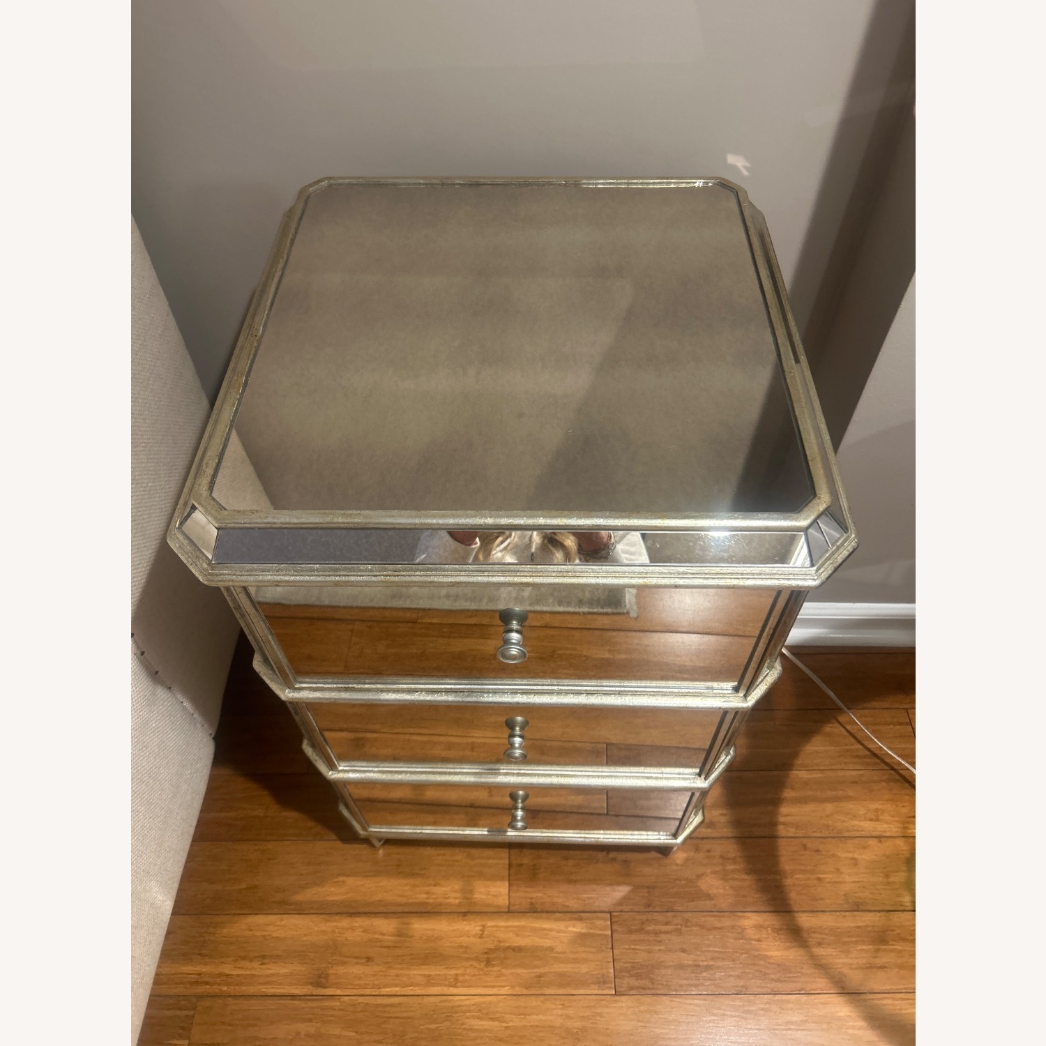 Drexel Light Gray Glass Nightstand - image-7